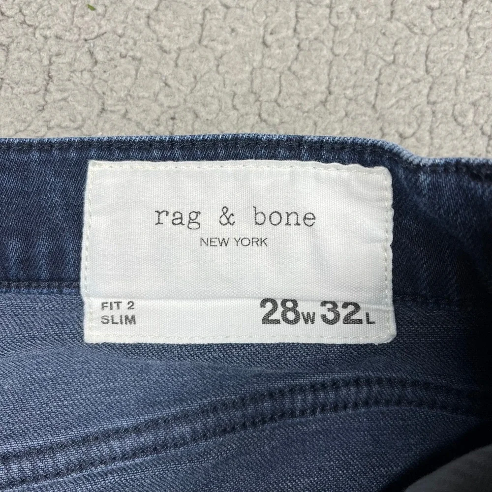 Rag & Bone Fit 2 Slim Jeans Bayview Dark Wash Denim MED23S1223FFBA‎ 28W 32L